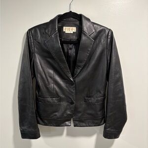 Elegant Black Leather Women's Blazer